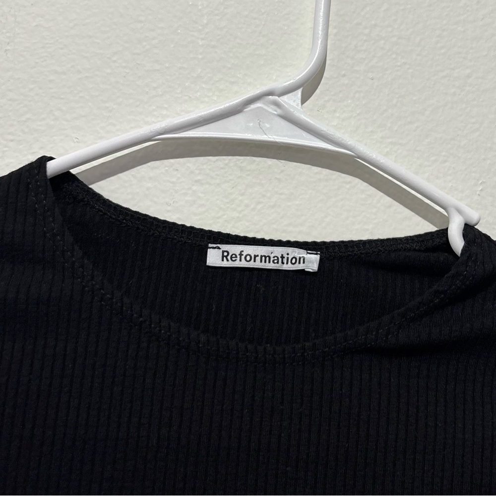 Reformation Ribbed Black Shirt Size Small - Picture 4 of 4